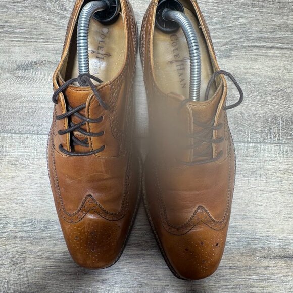Cole Haan Giraldo Light Brown Leather Wingtip Oxfords Men's Size 9 - Picture 2 of 7